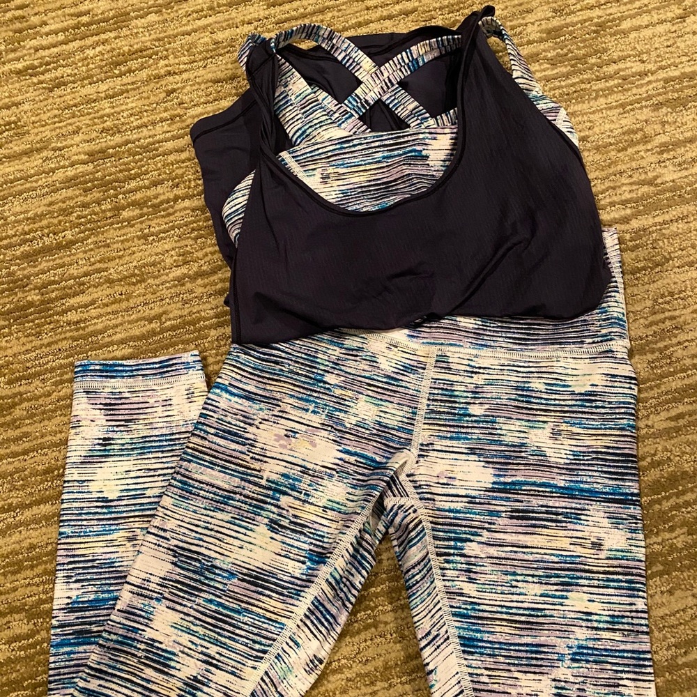 Lululemon pant and matching tank with sports bra